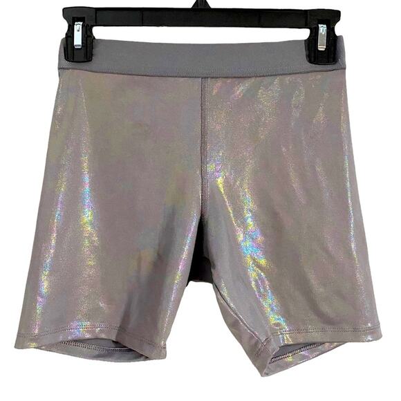 Forever 21 Gray Iridescent Holographic Bike Shorts, Size XS*(Please see below) - Picture 1 of 12